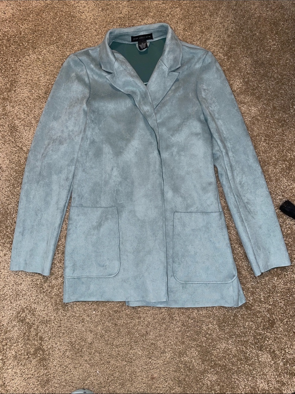 Women’s Light Blue Suede Relaxed Blazer Jacket